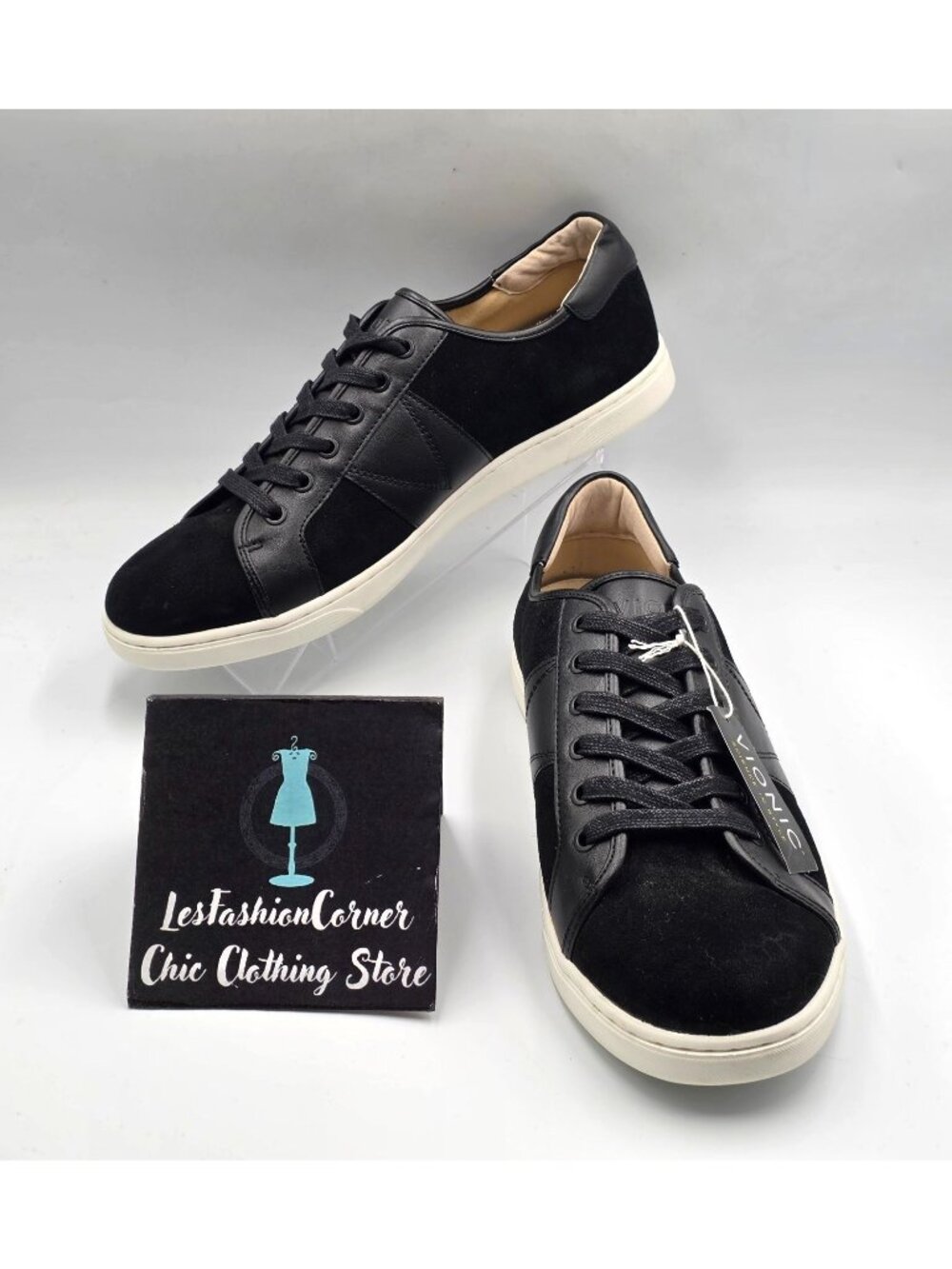 NWT Vionic Men's Black Suede Jerome Lace-Up Casual Sneakers Shoes Size 11 3996